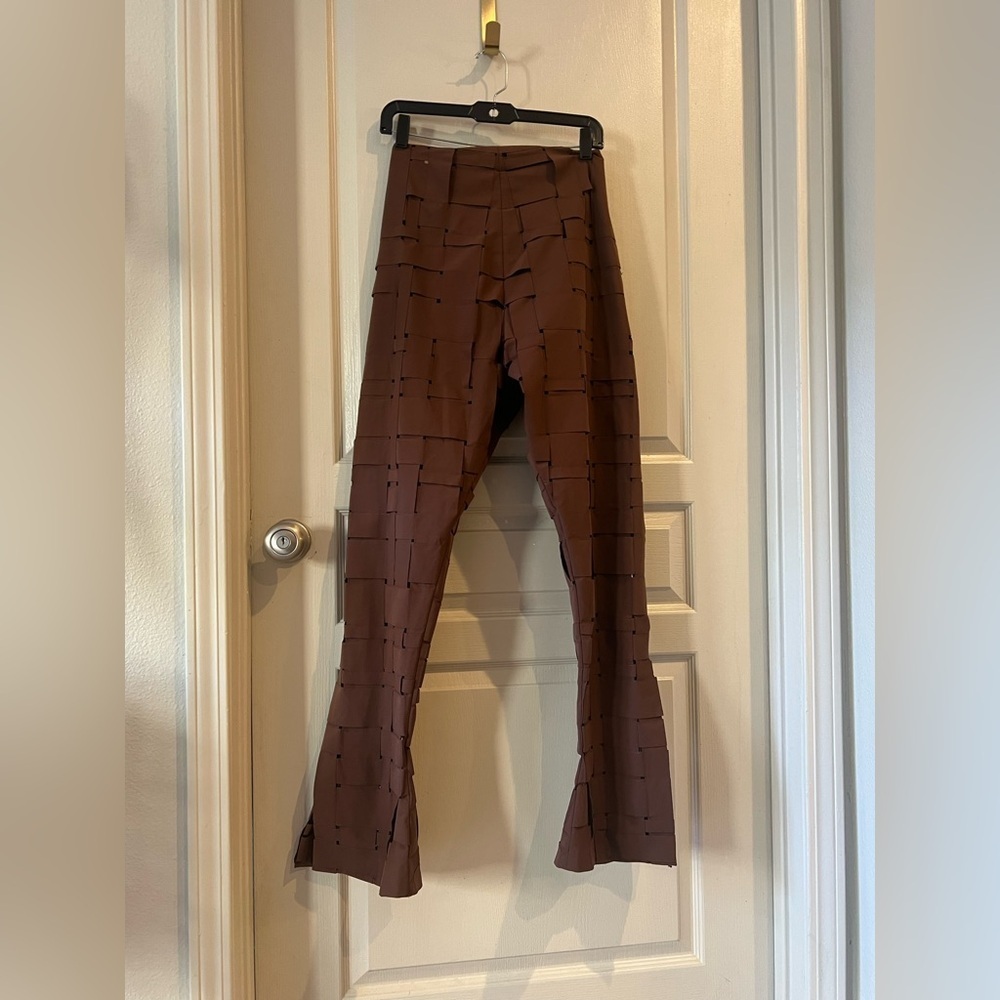 A.W.A.K.E. MODE Brown Architectural Flare Pants FR 46 US 12 NWT - Picture 4 of 13